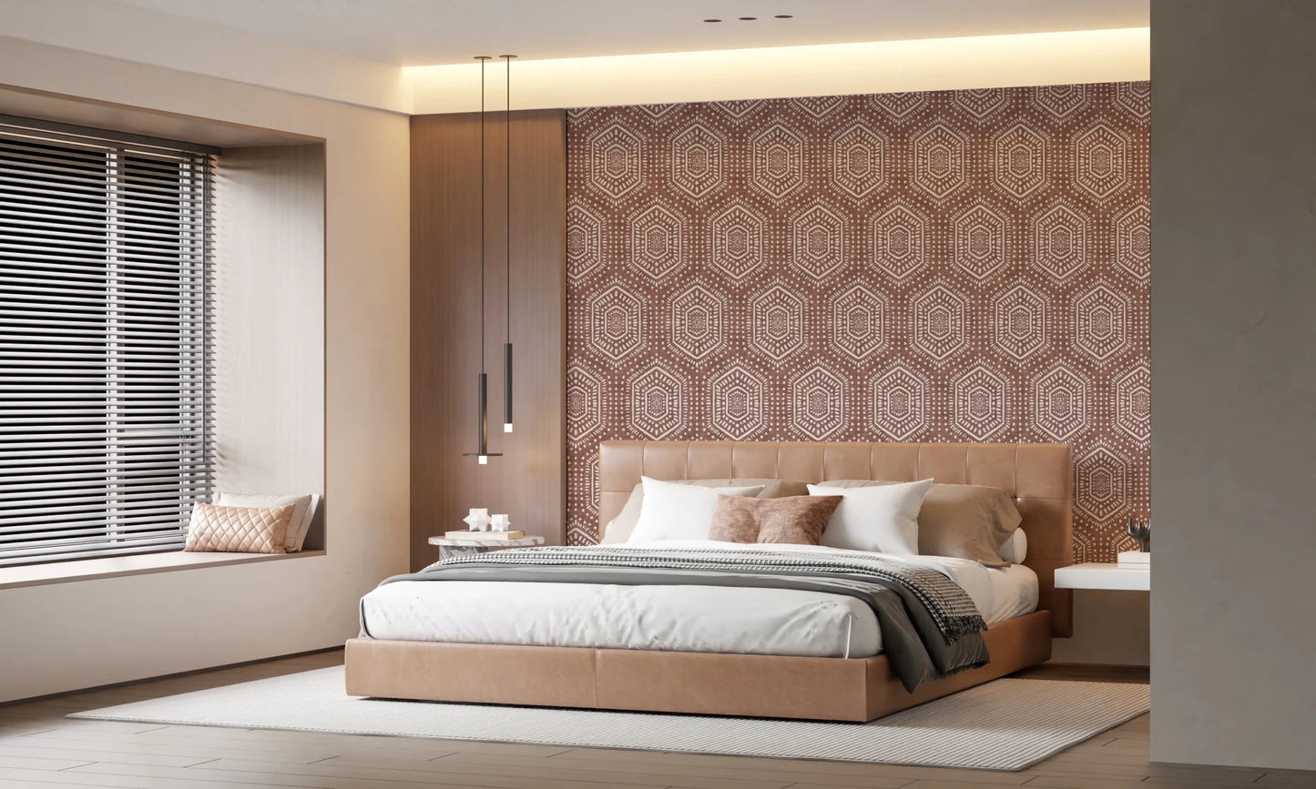 Boho Painted Grunge Terracotta Red Wallpaper⁠