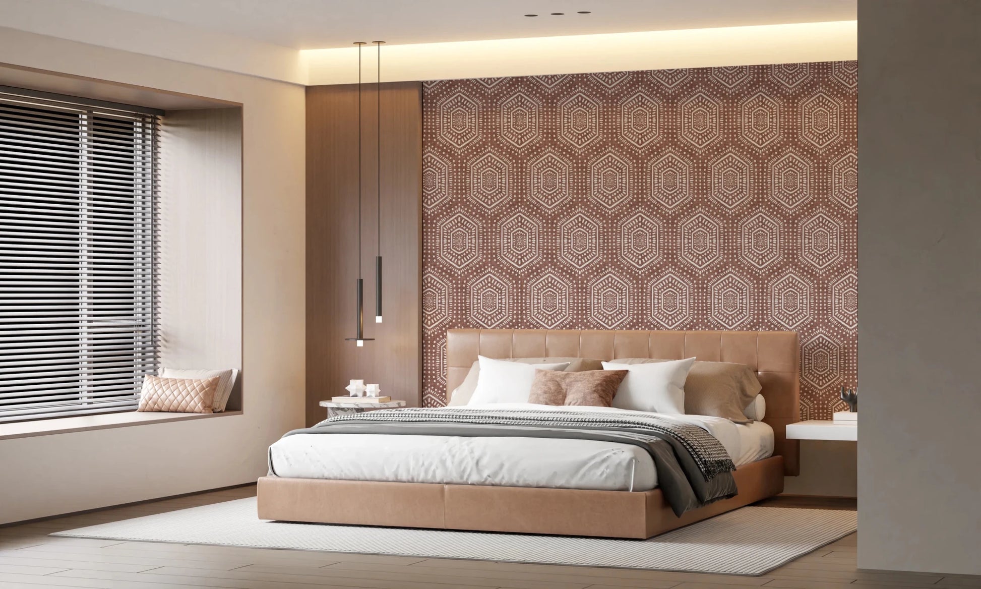 Boho Painted Grunge Terracotta Red Wallpaper⁠