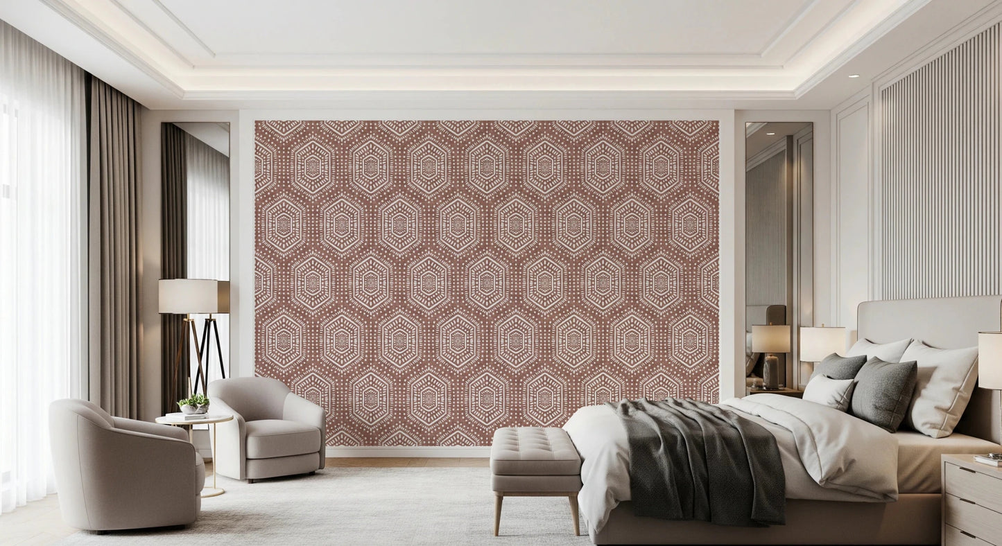 Boho Painted Grunge Terracotta Red Wallpaper⁠