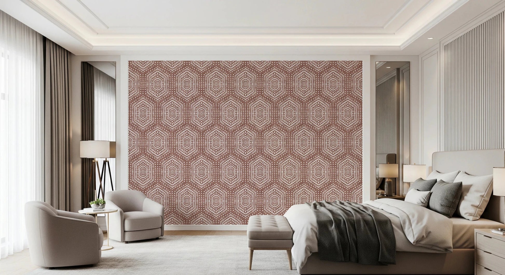 Boho Painted Grunge Terracotta Red Wallpaper⁠