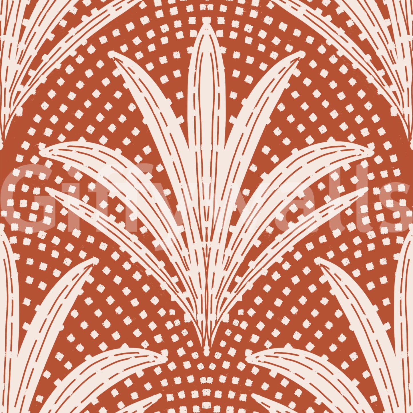 Boho Rustic Palm Radiance Terracotta Wallpaper⁠