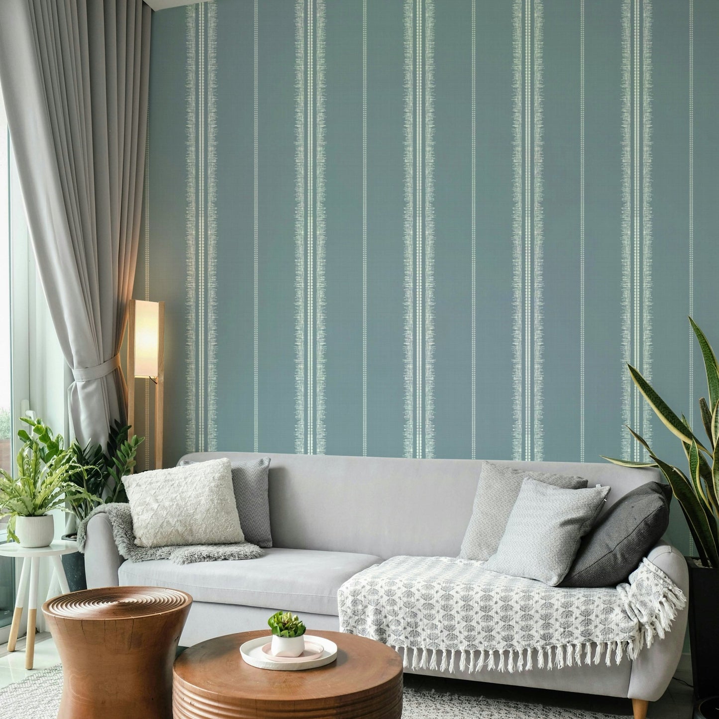 Peel-and-stick Boho Stripes Arona wallpaper for easy application

