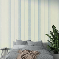 Elegant Boho Stripes Linen-Sky Blue wallpaper for feature walls

