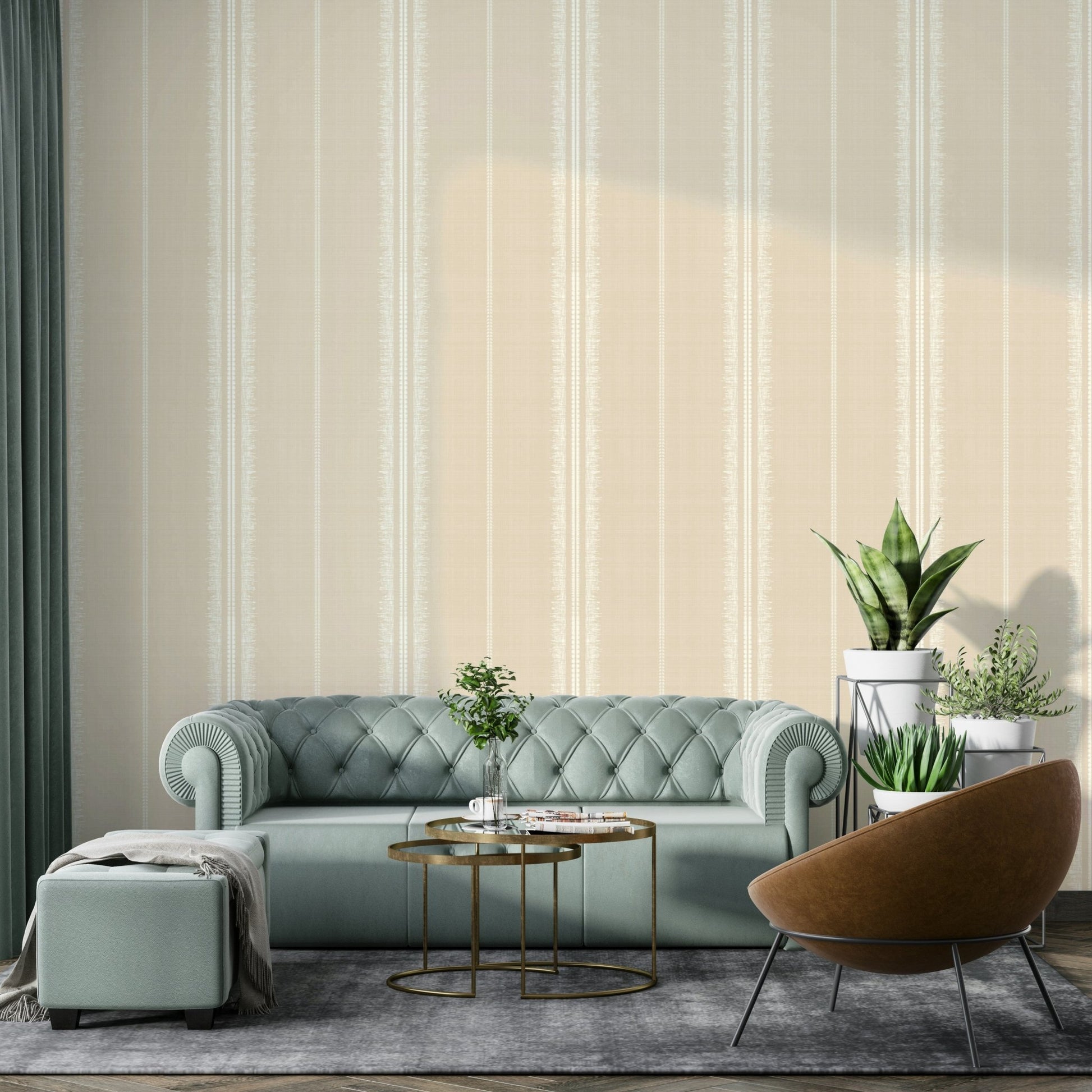 Soft sand-colored stripes in Boho Stripes Sand wallpaper

