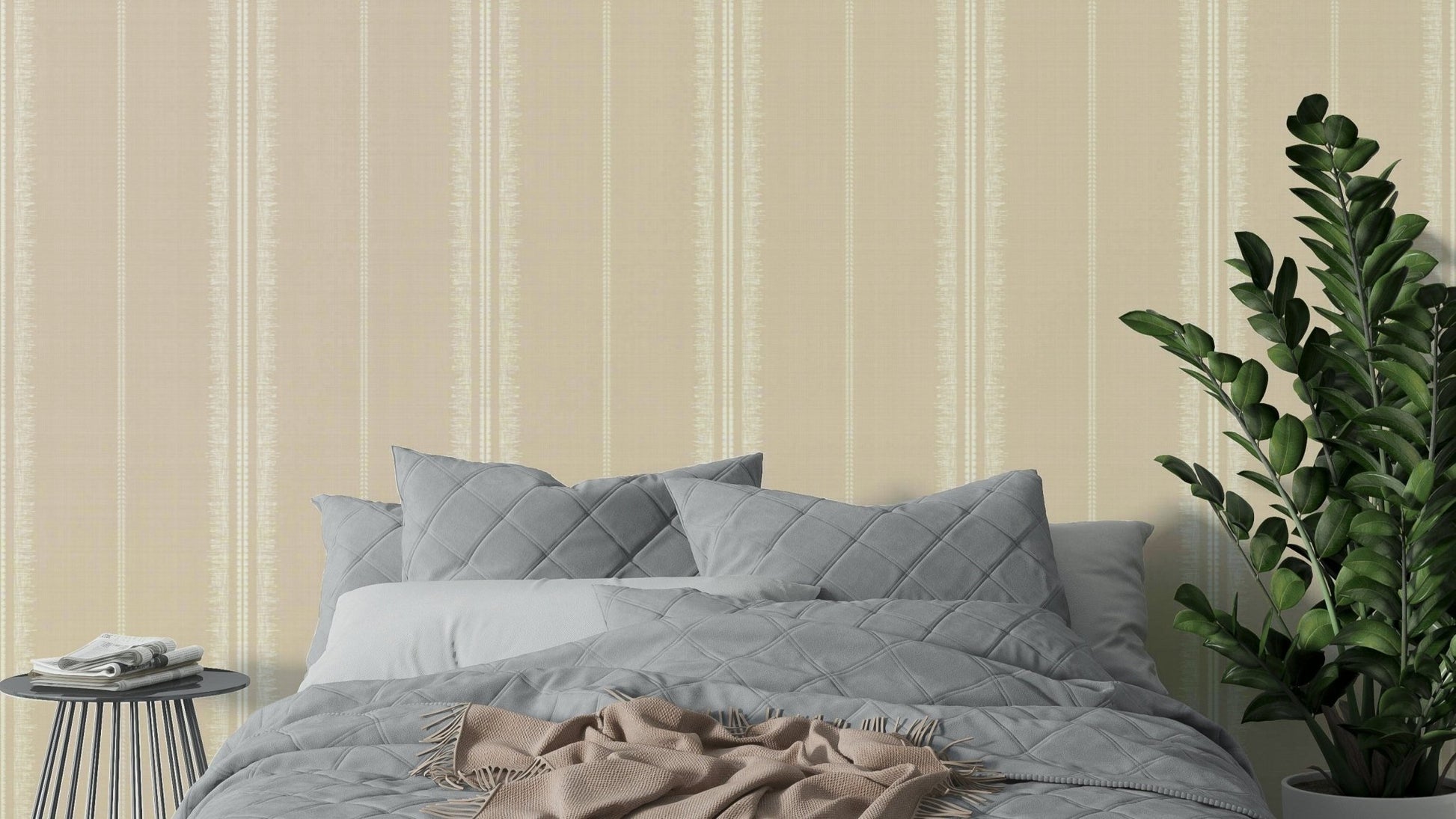 Boho Stripes Sand wallpaper for cozy, natural decor

