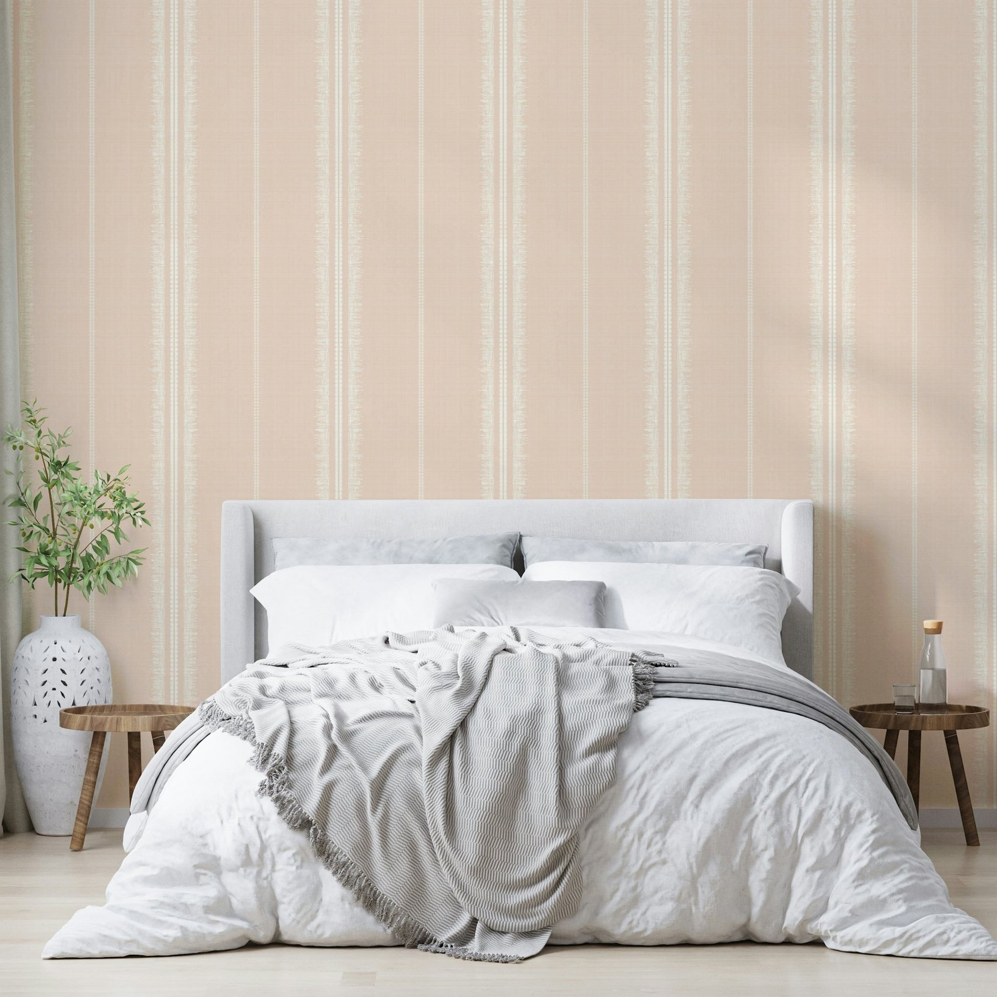 Peel-and-stick Boho Stripes Satin wallpaper for easy application

