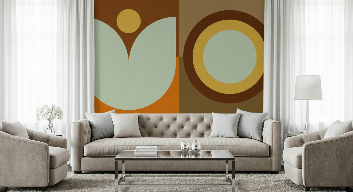 Fresque murale bohème Soleil et Lune