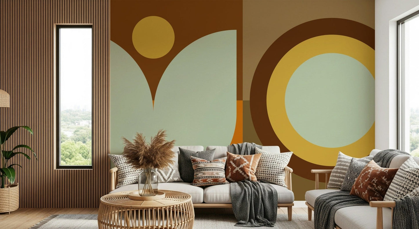 Fresque murale bohème Soleil et Lune