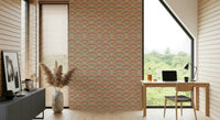 Organic sunburst blooms in terracotta and neutral boho tones.