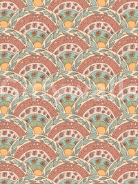 Stylized boho flowers with radiant centers creating a dreamy sunburst effect.