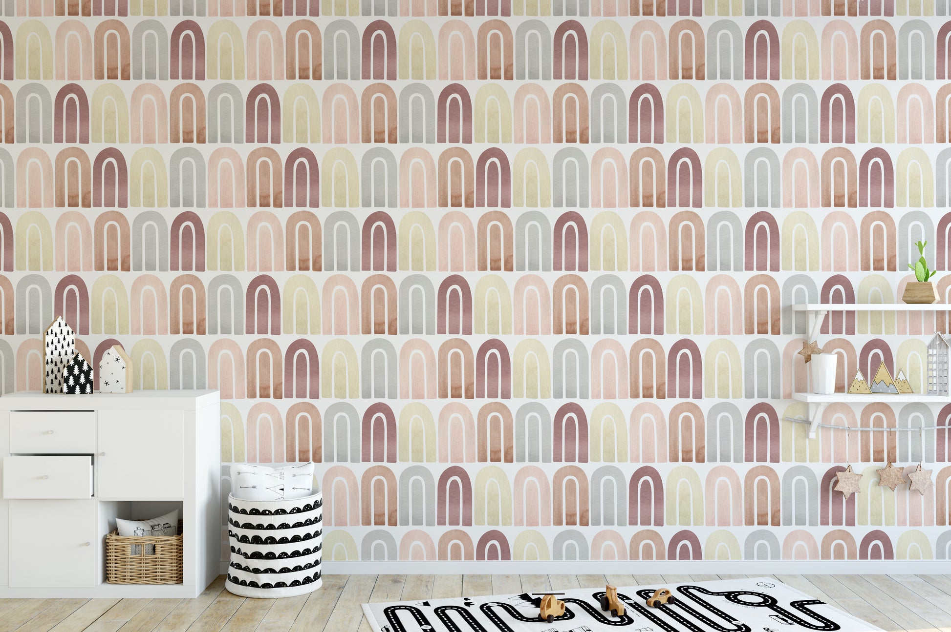 Watercolor abstract boho mural design
