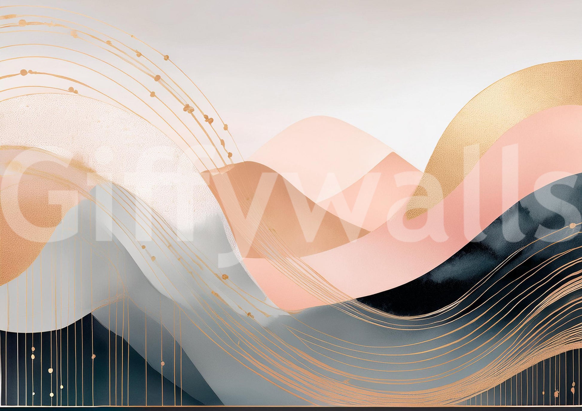 Minimalist boho wave pattern mural for young spaces

