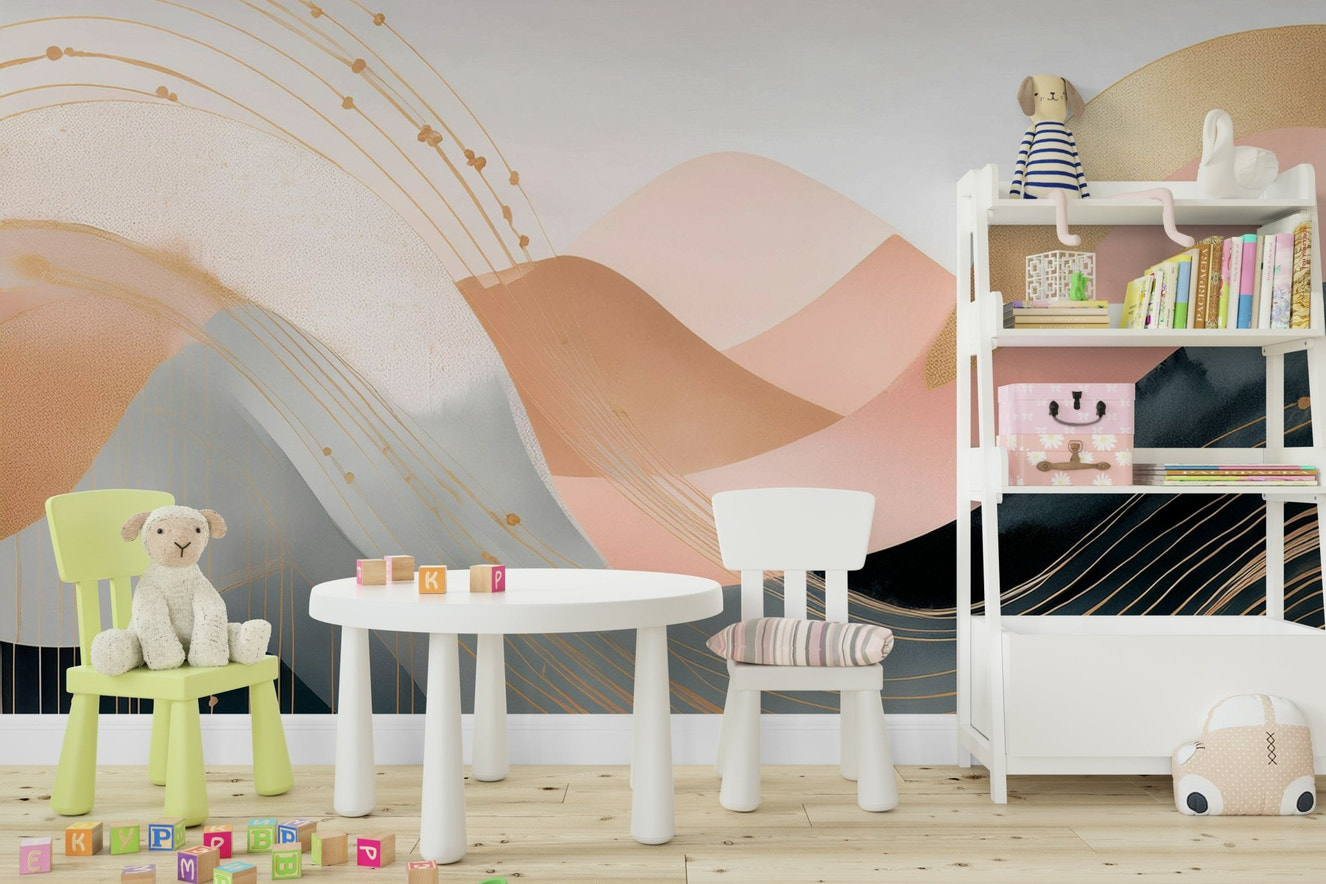 Boho Waveforms Wall Mural for kids’ room décor

