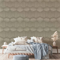 The colors are soft and gentle, with many shades of muted green and light brown.

