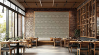 A wall mural featuring a soft, abstract boho pattern.

