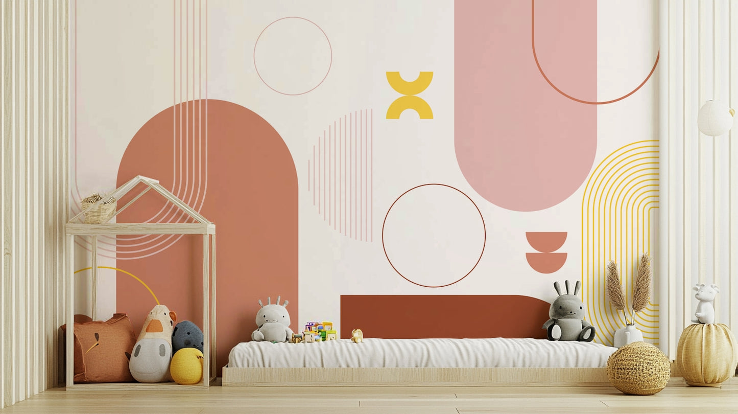 Bold Geometric Boho Style Wall Mural


