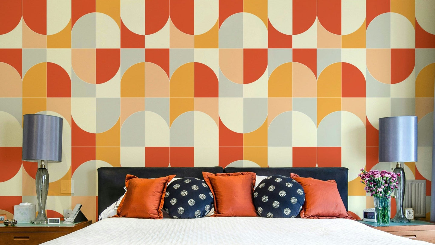 BOLD GEO TILES 02 Wallpaper on a wall.

