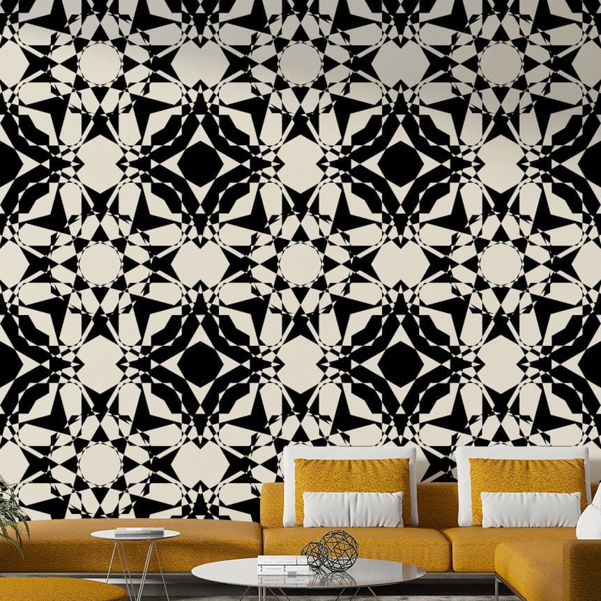 Bold starburst style wallpaper for chic rooms.
