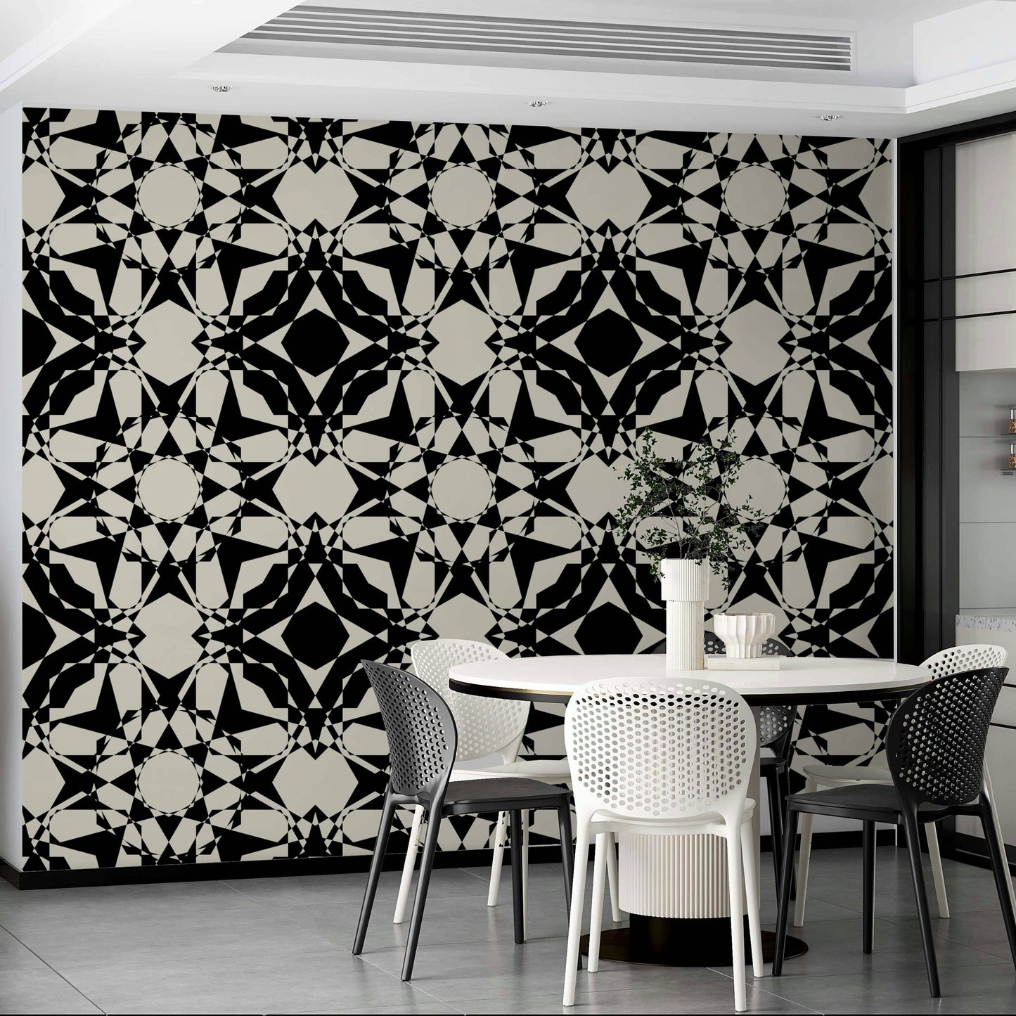 Abstract symmetrical wallpaper for accent walls.
