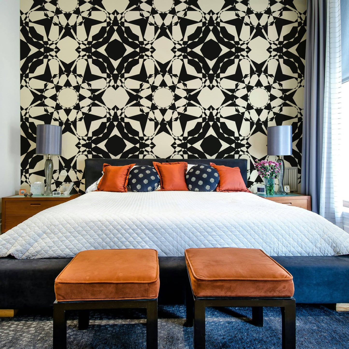 Kaleidoscope Wallpaper on a bedroom wall