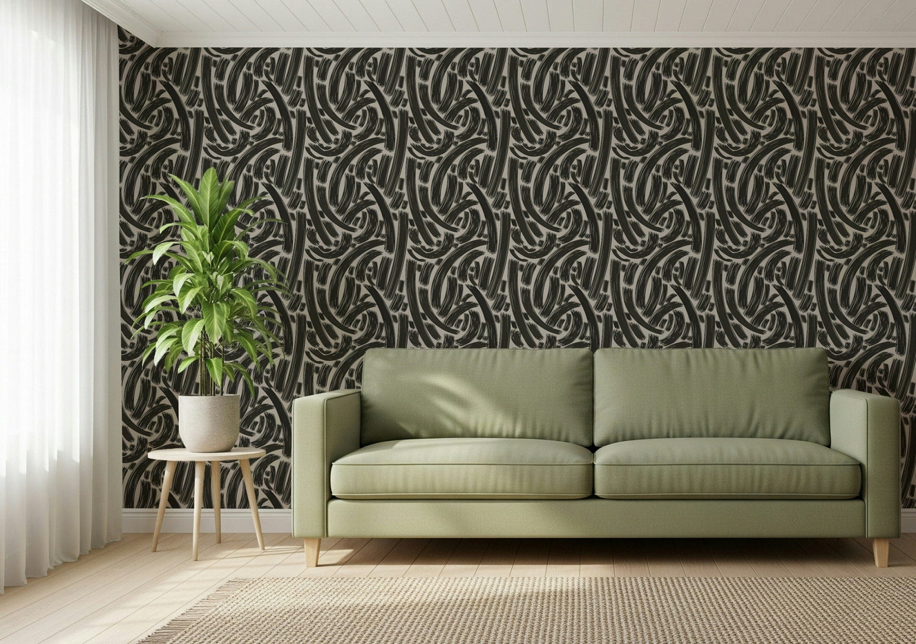 A beautiful modern art wall mural of abstract forms.

