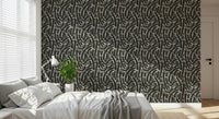 A peaceful modern abstract mural on decorative wallpaper.

