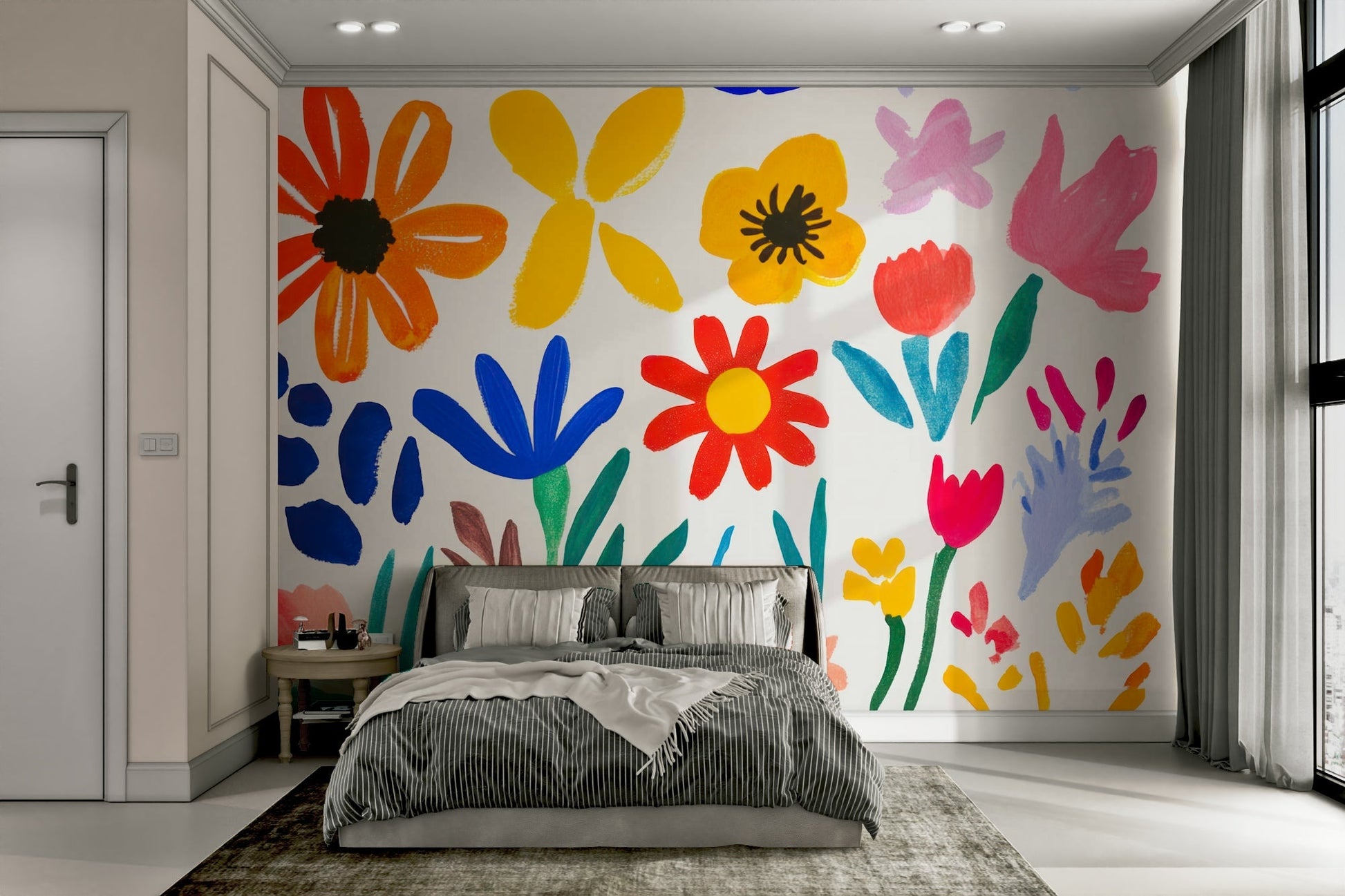 Abstract flower cut-out mural inspired by Matisse

