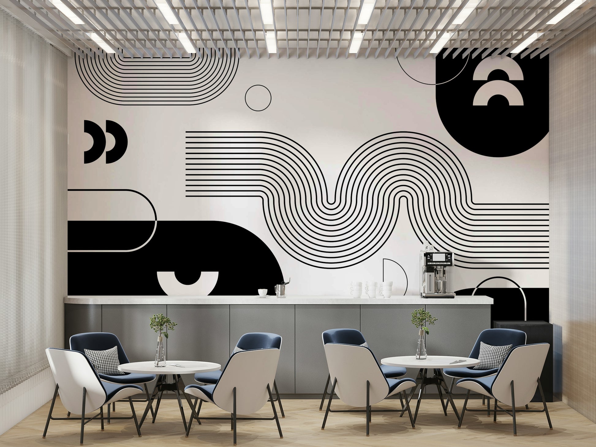 Bold Minimalist Flow Wall Mural in grey tones

