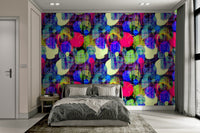 An interior with a fun and artistic accent wall

