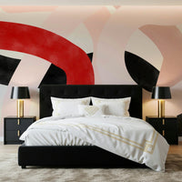 An artistic minimalist form mural for home decor.

