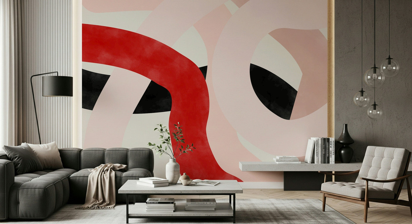 A graceful subtle pattern wall mural in cool, natural tones.

