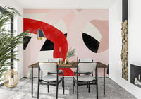 An artistic textured brushwork mural on minimalist wallpaper.

