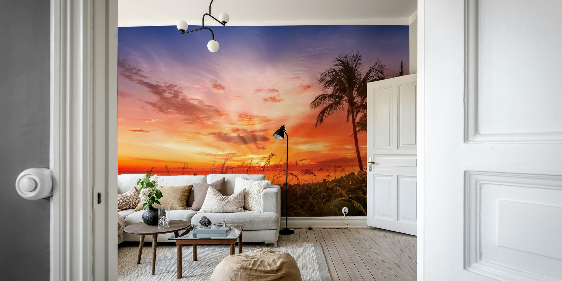 Warm-toned sunset mural over Bonita Beach waters

