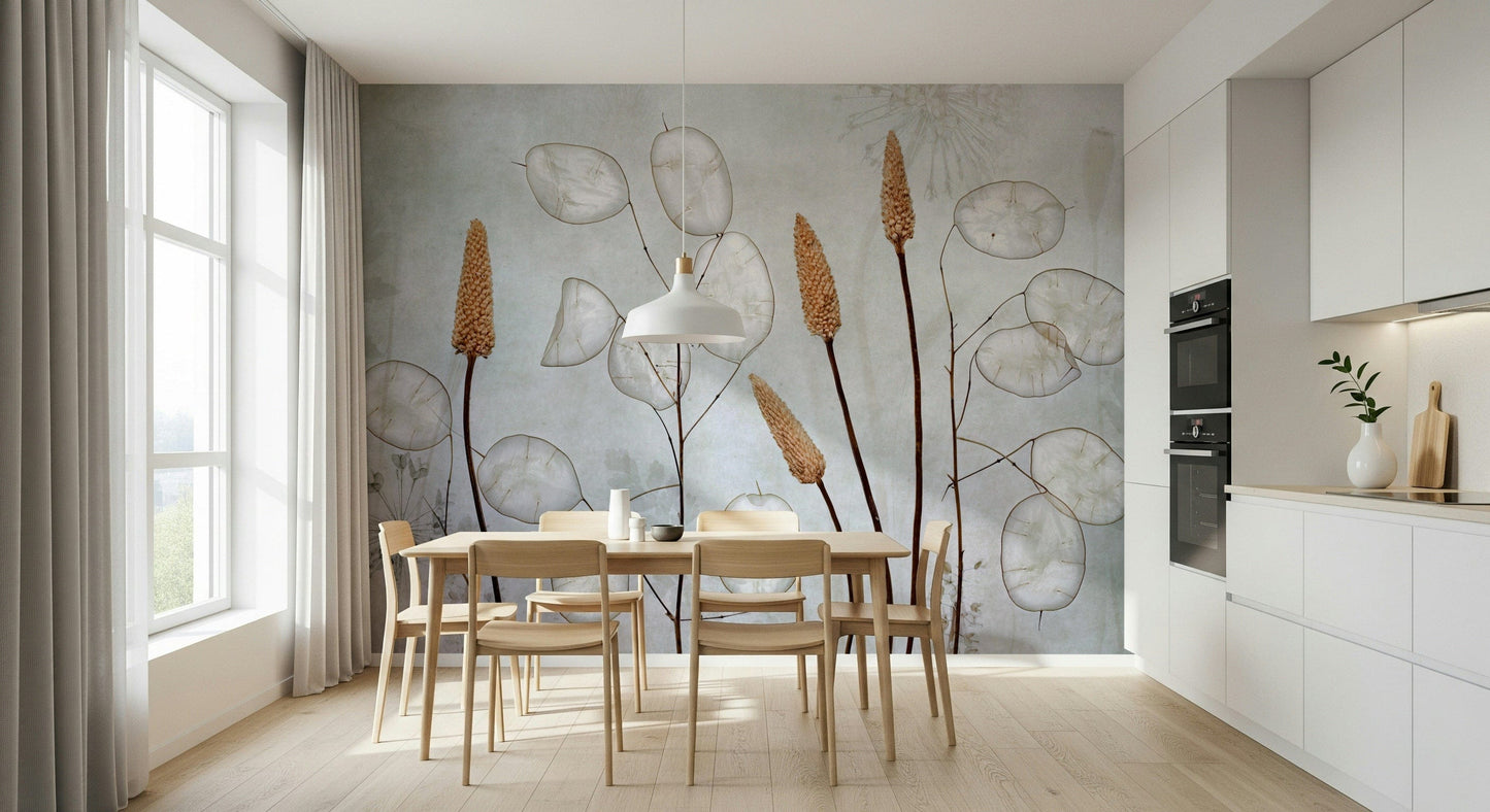 A contemplative leaf design wallpaper mural for a feature wall.

