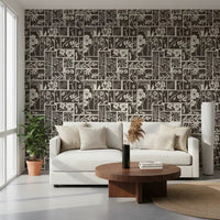 Nature pattern wallpaper with botanical block sections