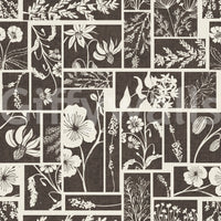 Minimal floral wallpaper with white botanical shapes