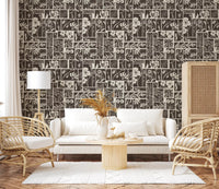 Botanical Block Print wallpaper with floral panel pattern