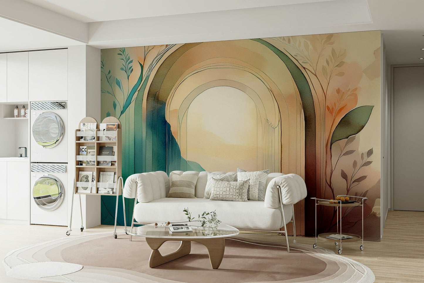 Archway design with botanicals in the Botanical Dream Arches mural.

