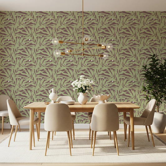 Botanical Echo Scattered Leaves Wallpaper⁠