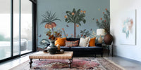 TV wall with Botanical Eden Wall Mural, calm foliage pattern and clean finish