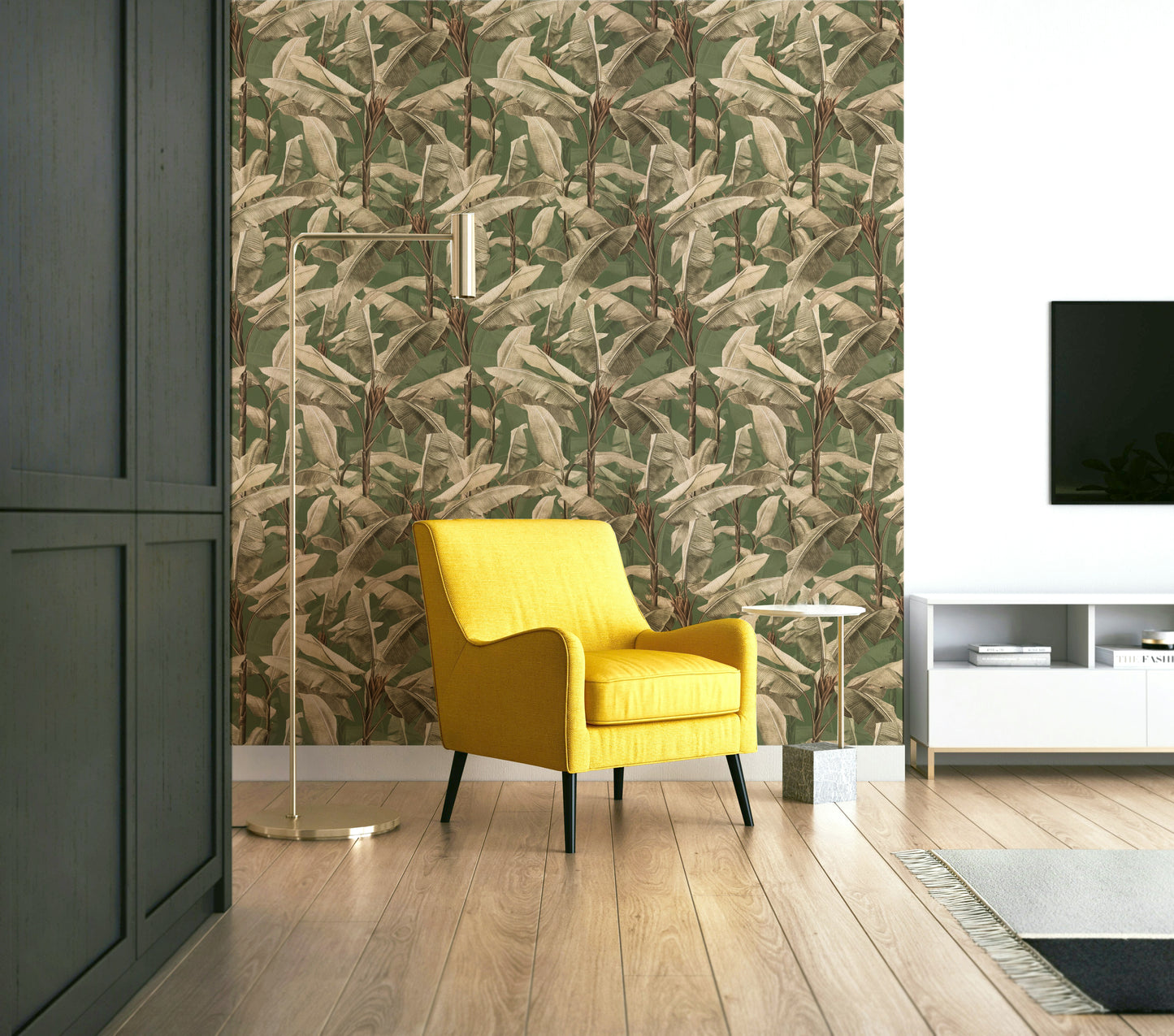 Botanical Eden Wall Mural with intricate leaf and floral design.


