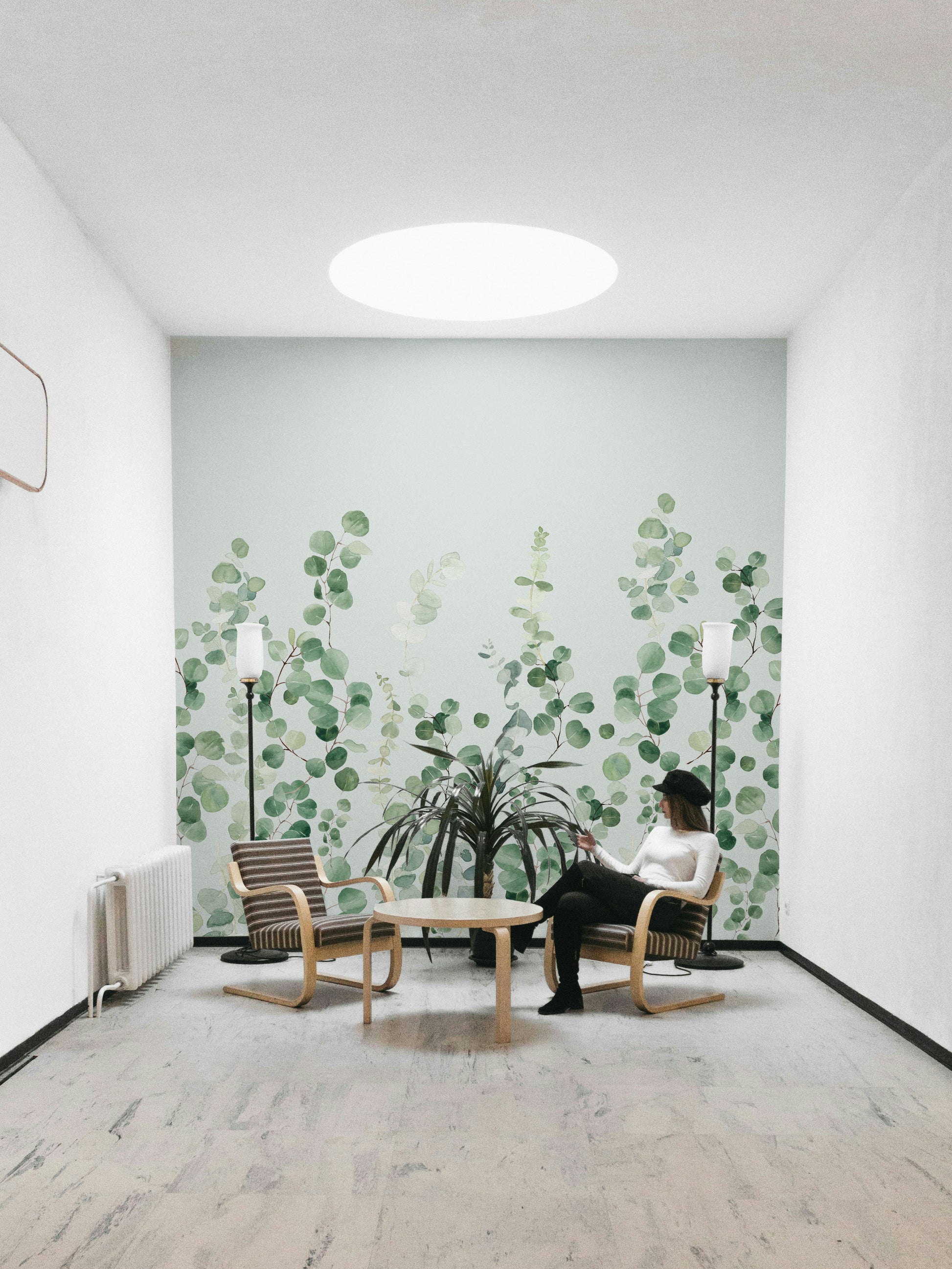 Eucalyptus leaf wall mural for nature decor

