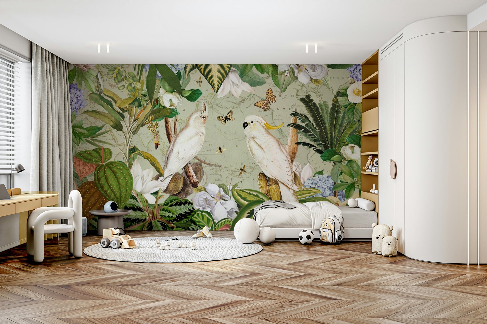 Detailed mural wallpaper with animals

