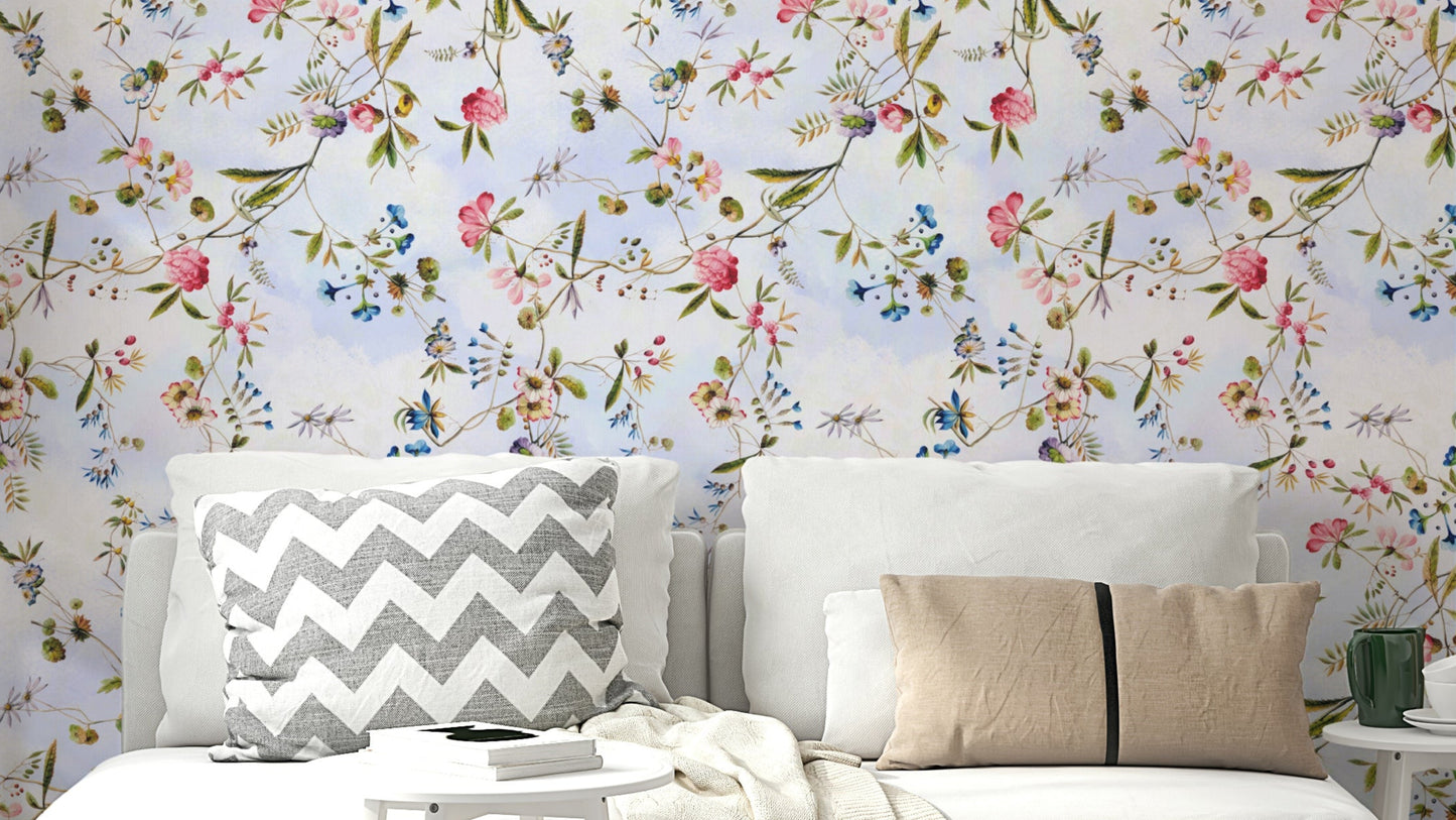 Botanical Garden Rhapsody mural with a nature-filled composition.

