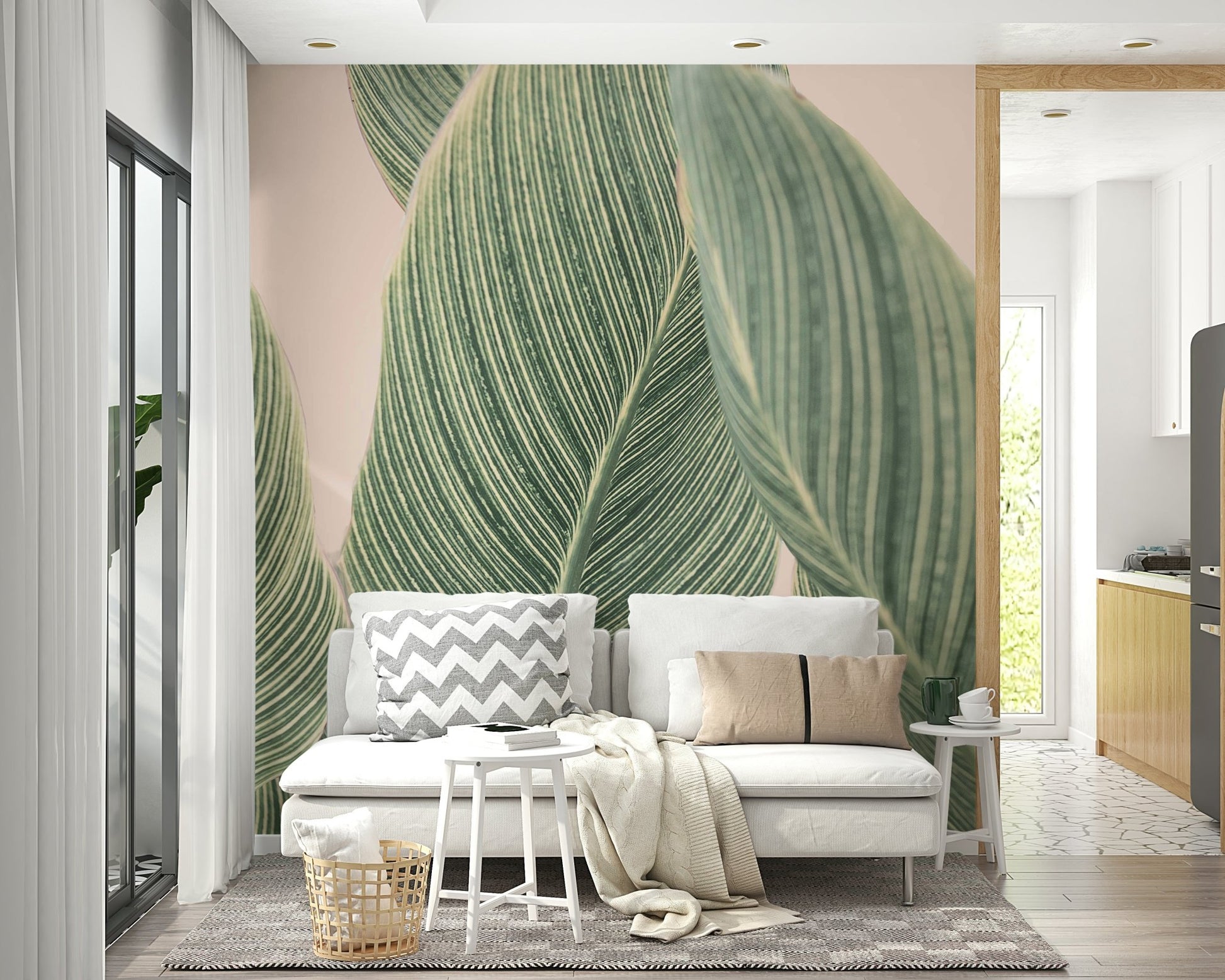 Stylish botanical lines wall mural for nature-inspired rooms.

