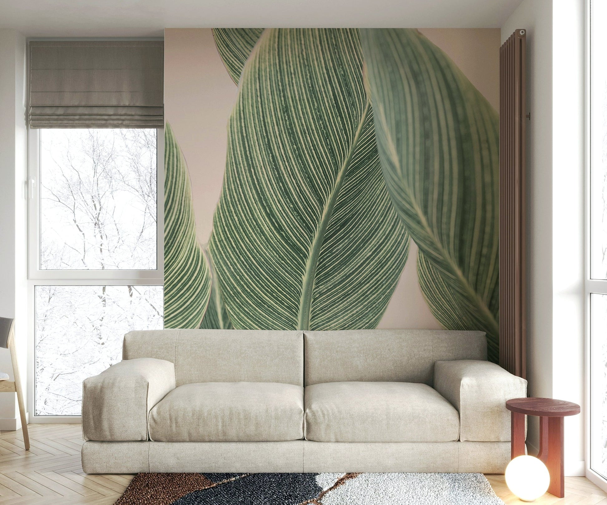 Simple and elegant botanical lines mural design.

