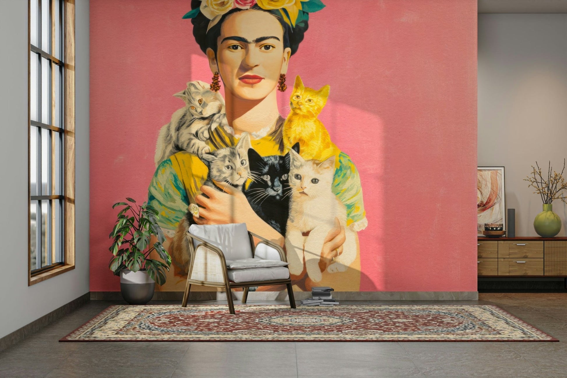 Nature-inspired mural celebrating calm and companionship

