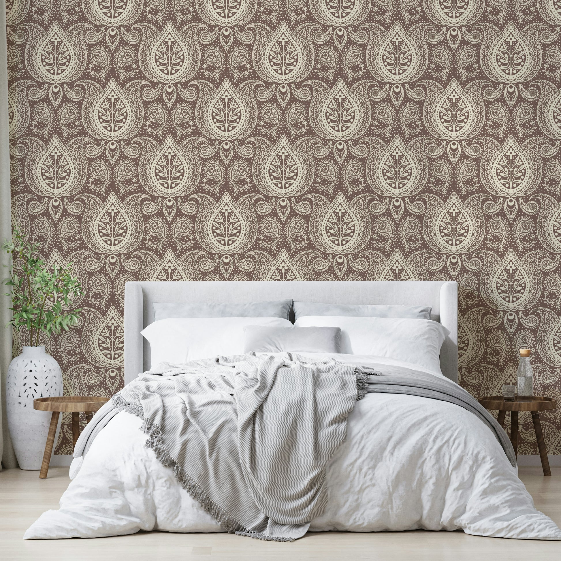 Sophisticated mocha wallpaper with fine details

