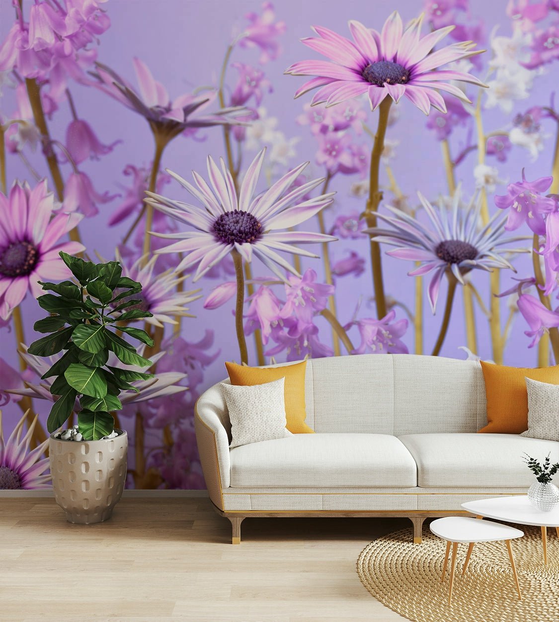 Botanical Reverie wallpaper mural bringing the outdoors indoors.

