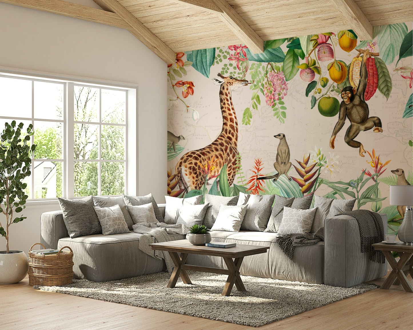 Botanical Safari mural wallpaper

